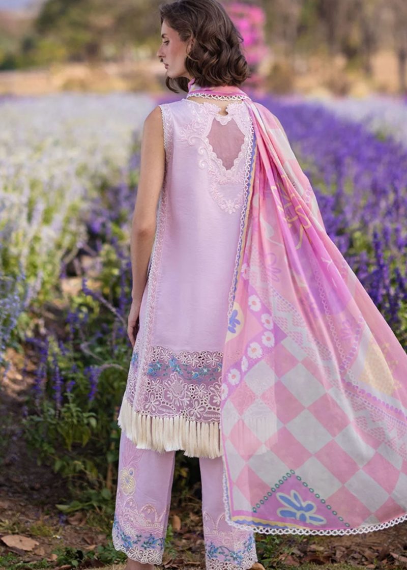 Mushq Lawn | Pink | Unstitched | Party wear | Digital print pure chiffon dupatta | Gerbera HML24-6B - Image 2