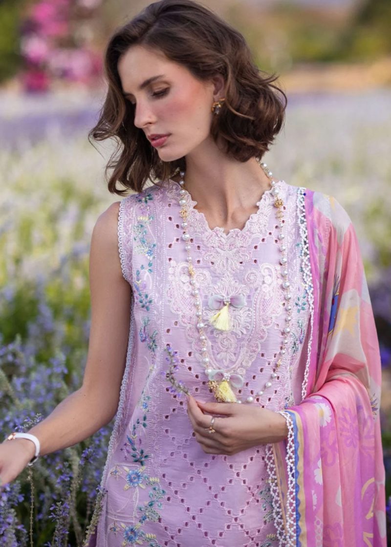 Mushq Lawn | Pink | Unstitched | Party wear | Digital print pure chiffon dupatta | Gerbera HML24-6B - Image 3