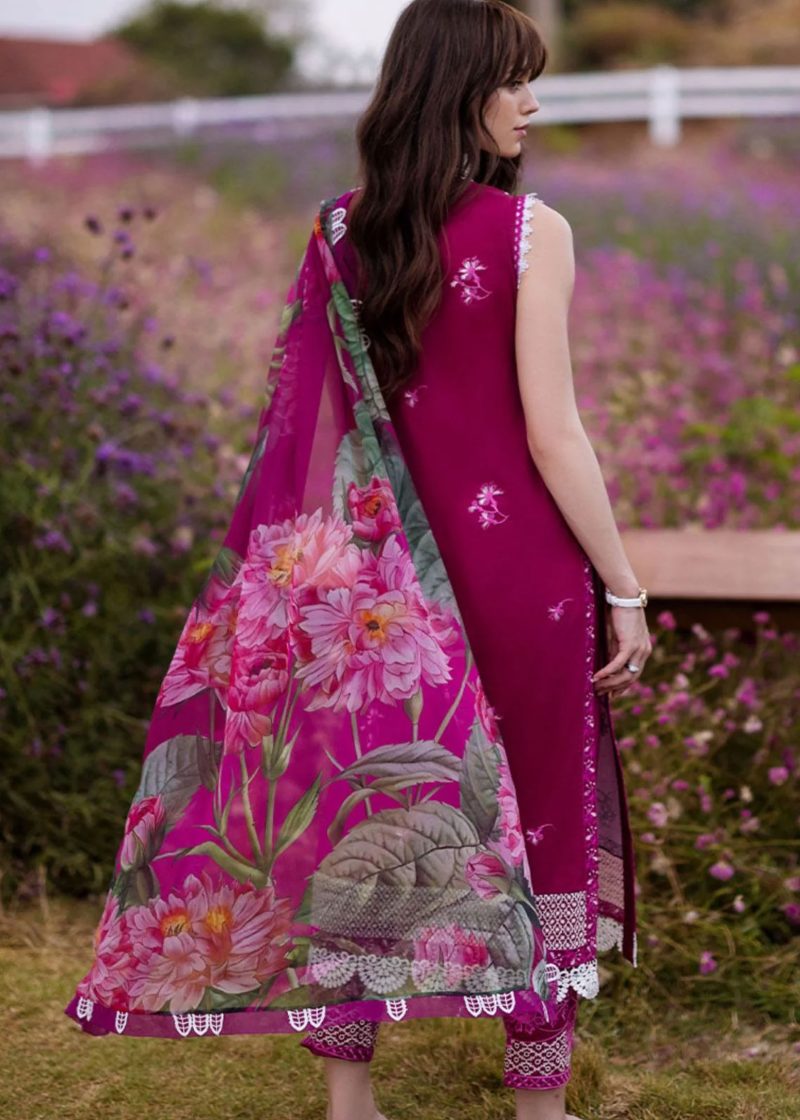 Mushq Lawn | Lavender | Unstitched | Party wear | Digital print pure chiffon dupatta | Solara Zyra HML24-8B - Image 2