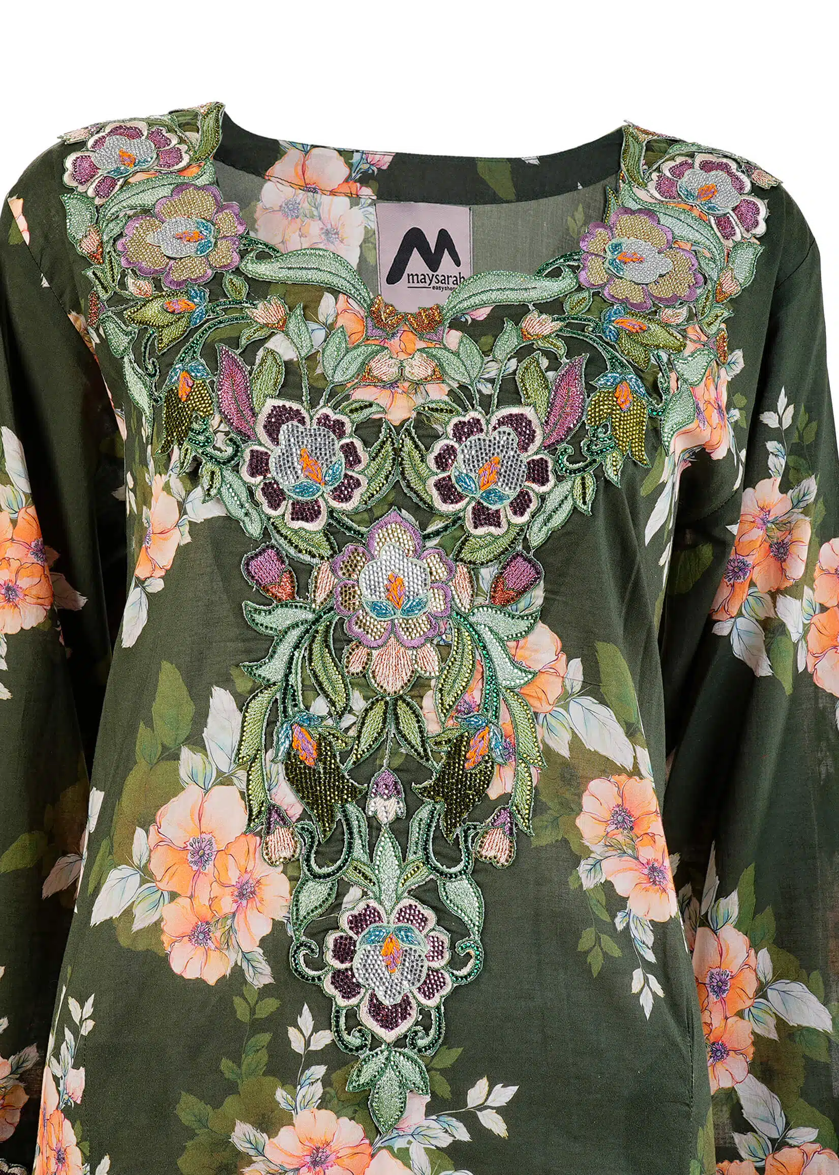 Maysarah Studio | Dark Green | Stitched | Party wear | Jalabiya Style | 1 pc set - Image 2