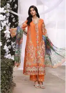 Kahf | Orange | Semi Stitched | Daily Wear | kurta set | 3 pc set