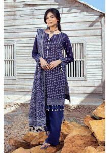 Gul Ahmed Ideas Lawn | Navy Blue | Unstitched | Party wear | Printed Lawn Dupata | CL42017A