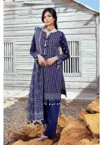 Gul Ahmed Ideas Lawn | Navy Blue | Unstitched | Party wear | Printed Lawn Dupata | CL42017A