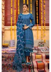 Gul Ahmed Ideas Lawn | Dark Blue | Unstitched | Party wear | Printed Lawn Dupata | CL42060B