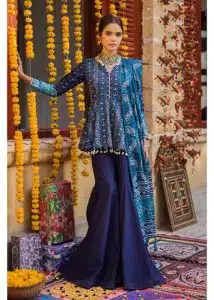 Gul Ahmed Ideas Lawn | Navy Blue | Unstitched | Party wear | Printed Lawn Dupata | 42051B