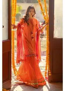 Gul Ahmed Ideas Lawn | Orange | Unstitched | Party wear | Printed Lawn Dupata | CL42036B