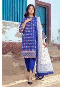 Gul Ahmed Ideas Lawn | Royal Blue | Unstitched | Party wear | Printed Lawn Dupata | CL42062A