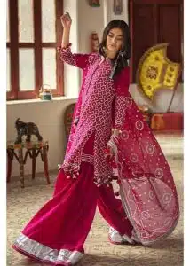 Gul Ahmed Ideas Lawn | Fushia Pink | Unstitched | Party wear | Printed Lawn Dupata | CL42008B