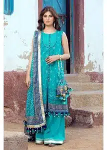 Gul Ahmed Ideas Lawn | Green And Blue | Unstitched | Party wear | Printed Lawn Dupata | CL42013A