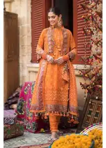 Gul Ahmed Ideas Lawn | Orange | Unstitched | Party wear | Printed Lawn Dupata | CL44213B