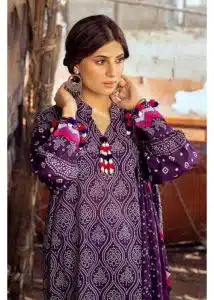 Gul Ahmed Ideas Lawn | Dark Purple | Unstitched | Party wear | Printed Lawn Dupata | CL42033A