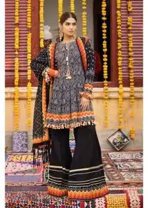 Gul Ahmed Ideas Lawn | Black | Unstitched | Party wear | Printed Lawn Dupata | CL42033B
