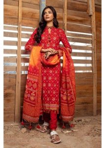 Gul Ahmed Ideas Lawn | Red | Unstitched | Party wear | Printed Lawn Dupata | CL42004A