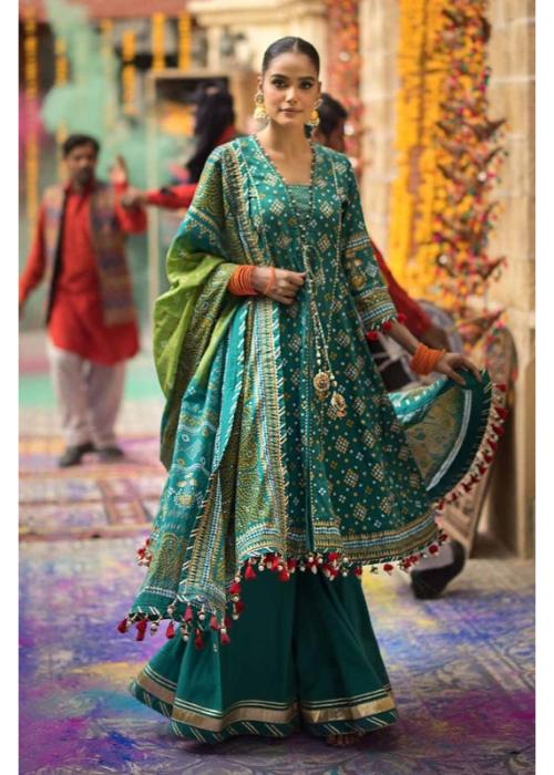 Gul Ahmed Ideas Lawn | Green | Unstitched | Party wear | Printed Lawn Dupata | CL42004B