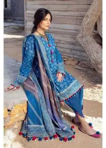 Gul Ahmed Ideas Lawn | Blue | Unstitched | Party wear | Printed Lawn Dupata | CL42003A