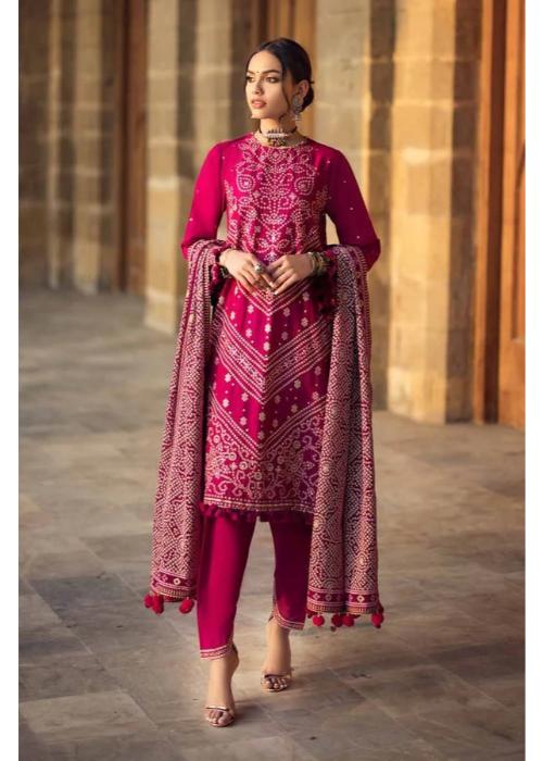 Gul Ahmed Ideas Lawn | Carrot Pink | Unstitched | Party wear | Printed Lawn Dupata | BN001