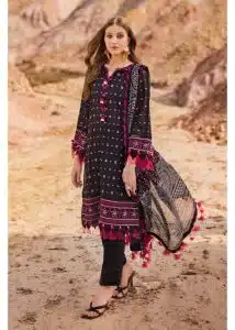Gul Ahmed Ideas Lawn | Black | Unstitched | Party wear | Printed Lawn Dupata | CL42005