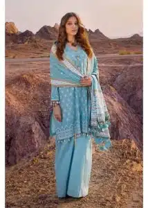 Gul Ahmed Ideas Lawn | Sky Blue | Unstitched | Party wear | Printed Lawn Dupata | CL42215