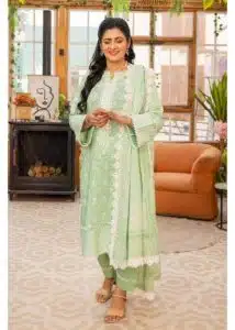 Gul Ahmed Ideas Lawn | Pista Green | Unstitched | Party wear | Printed Lawn Dupata | DN42030