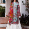Hussain Rehar Luxury Lawn | Ice Blue | Unstitched | Feastive | Silk Dupatta | FLORET