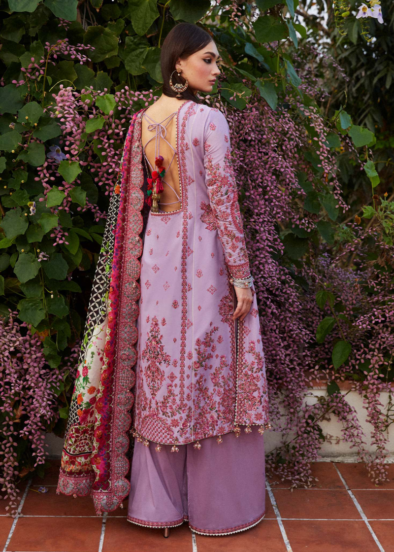 Hussain Rehar Luxury Lawn | Lavender | Unstitched | Feastive | Silk Dupatta | AYZEL - Image 2