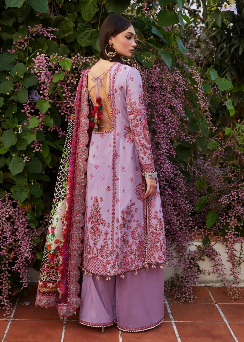 Hussain Rehar Luxury Lawn | Lavender | Unstitched | Feastive | Silk Dupatta | AYZEL - Image 2