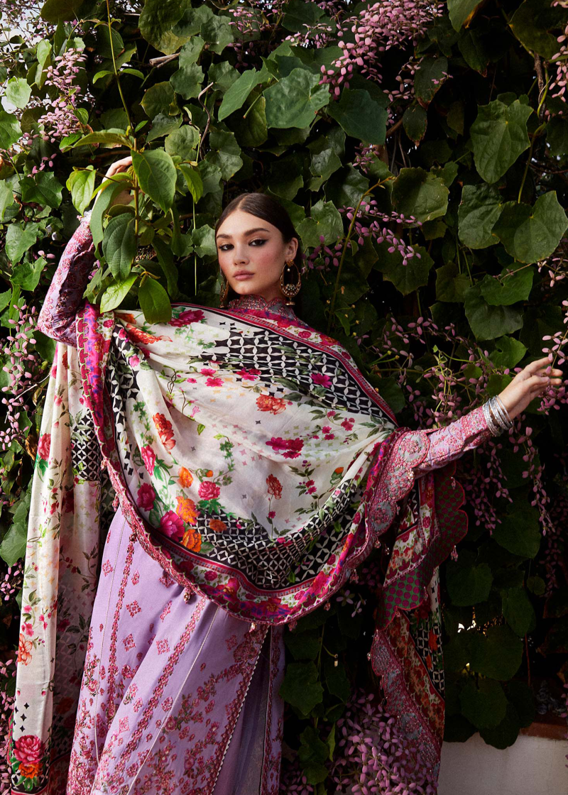 Hussain Rehar Luxury Lawn | Lavender | Unstitched | Feastive | Silk Dupatta | AYZEL - Image 3
