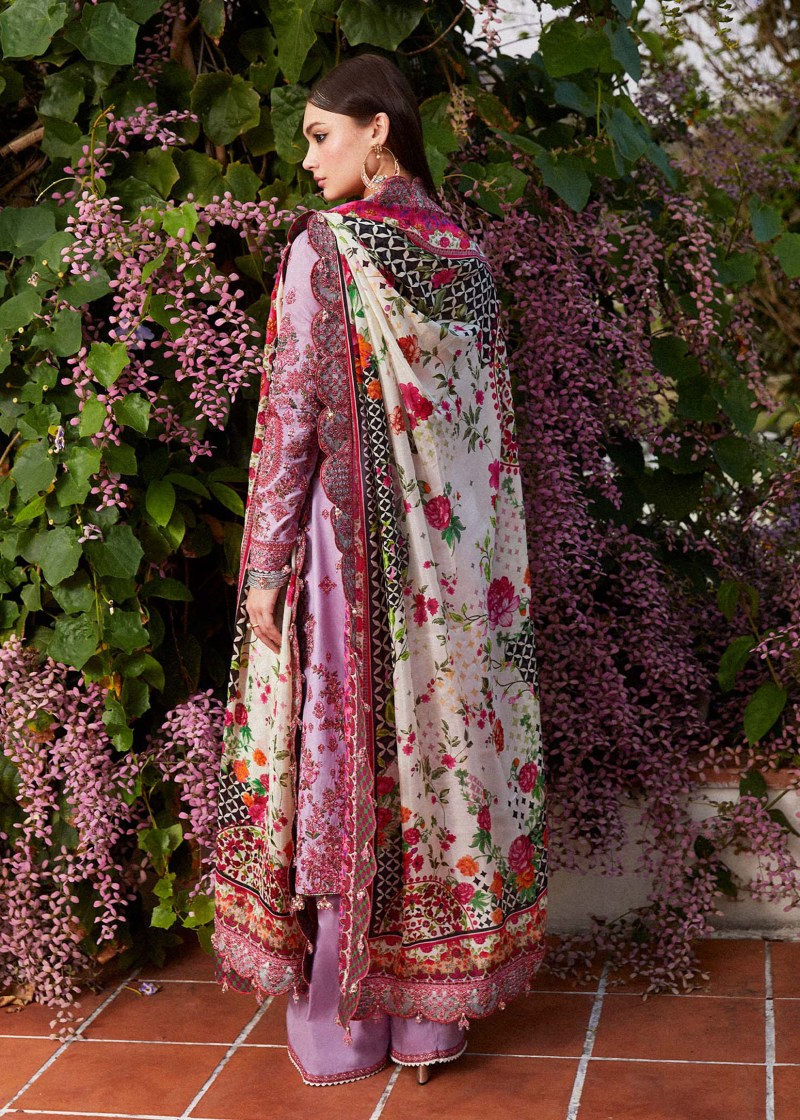 Hussain Rehar Luxury Lawn | Lavender | Unstitched | Feastive | Silk Dupatta | AYZEL - Image 4