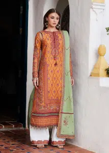 Hussain Rehar Luxury Lawn | Mustard | Unstitched | Feastive | Silk Dupatta | AMIRA