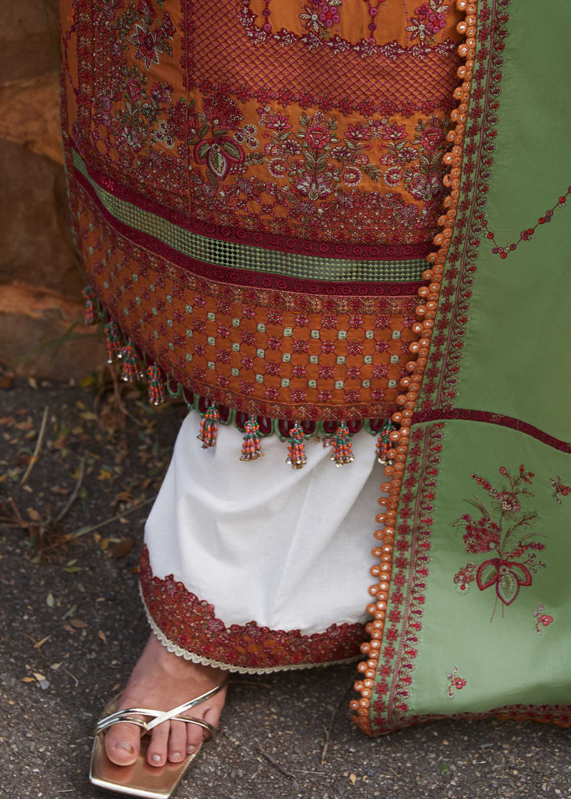 Hussain Rehar Luxury Lawn | Mustard | Unstitched | Feastive | Silk Dupatta | AMIRA - Image 4
