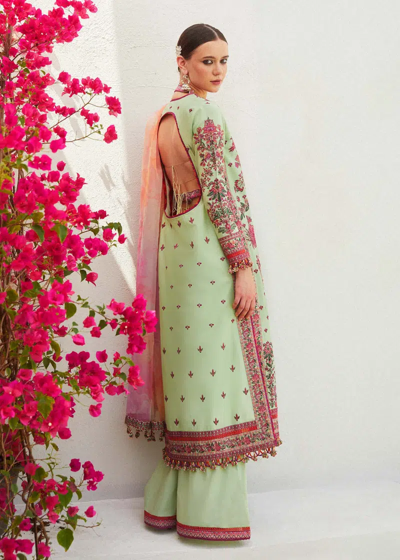 Hussain Rehar Luxury Lawn | Mint Green | Unstitched | Feastive | Silk Dupatta | EIRA - Image 3