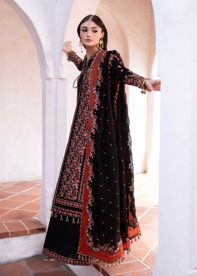 Hussain Rehar Luxury Lawn | Black | Unstitched | Feastive | Silk Dupatta | SIFOUNA - Image 4