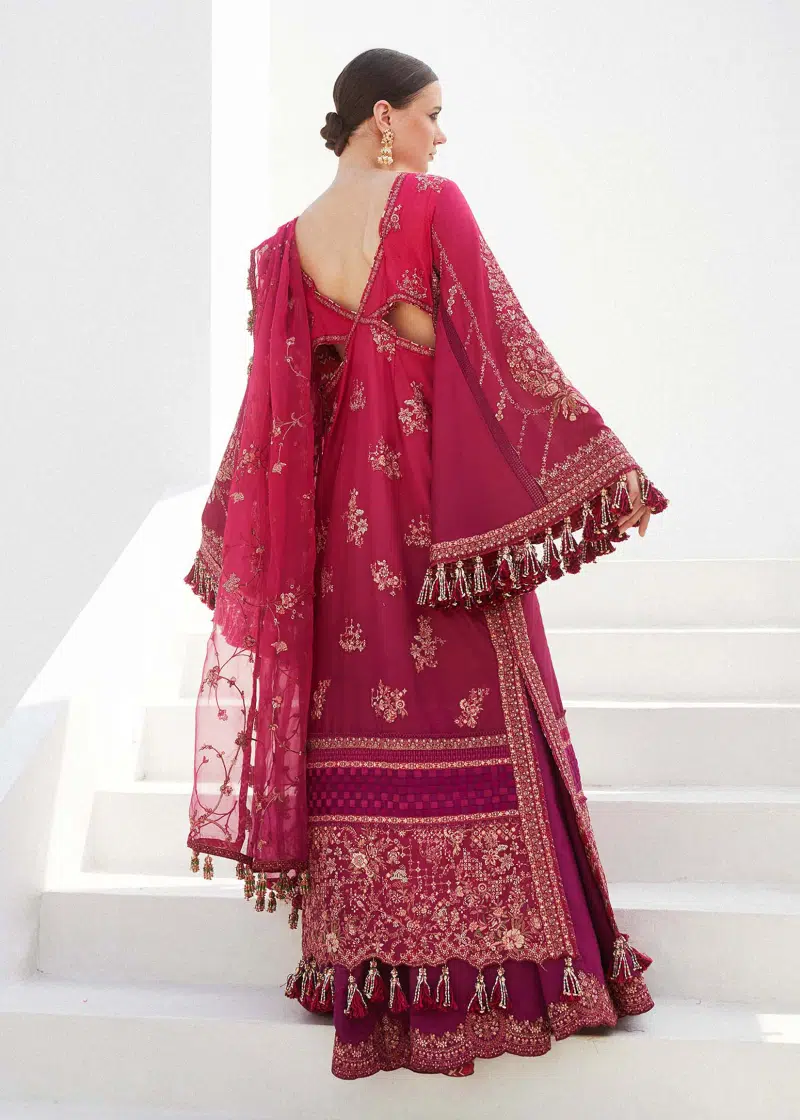 Hussain Rehar Luxury Lawn | Fuschia Pink | Unstitched | Feastive | Silk Dupatta | NORA - Image 2