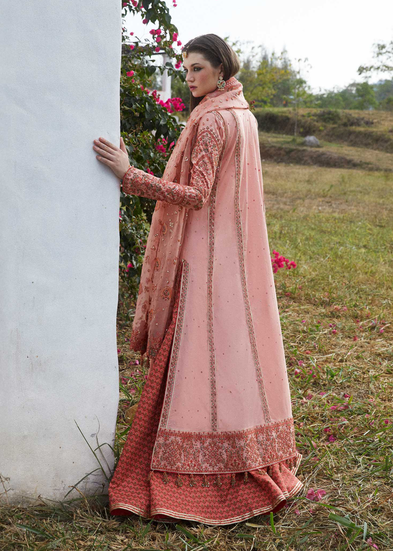 Hussain Rehar Luxury Lawn | Peach | Unstitched | Feastive | Silk Dupatta | NAYRA - Image 2