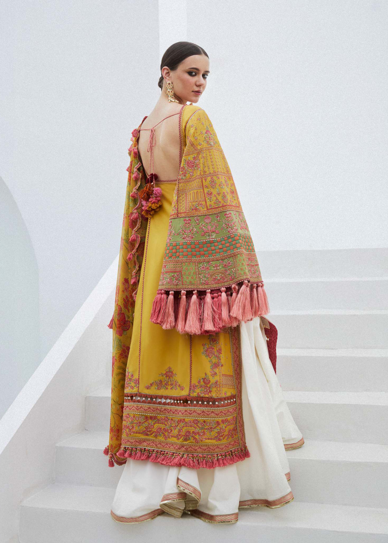 Hussain Rehar Luxury Lawn | Yellow | Unstitched | Feastive | Silk Dupatta | EUPHORIA - Image 3