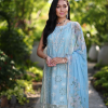 Noor By Saadia Luxe Chikankari Lawn | Sky Blue | Unstitched | Party Wear | Chiffon Dupatta | 2A - Image 2