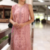 Noor By Saadia Luxe Chikankari Lawn | Peach Pink | Unstitched | Party Wear | Chiffon Dupatta | 4B - Image 4