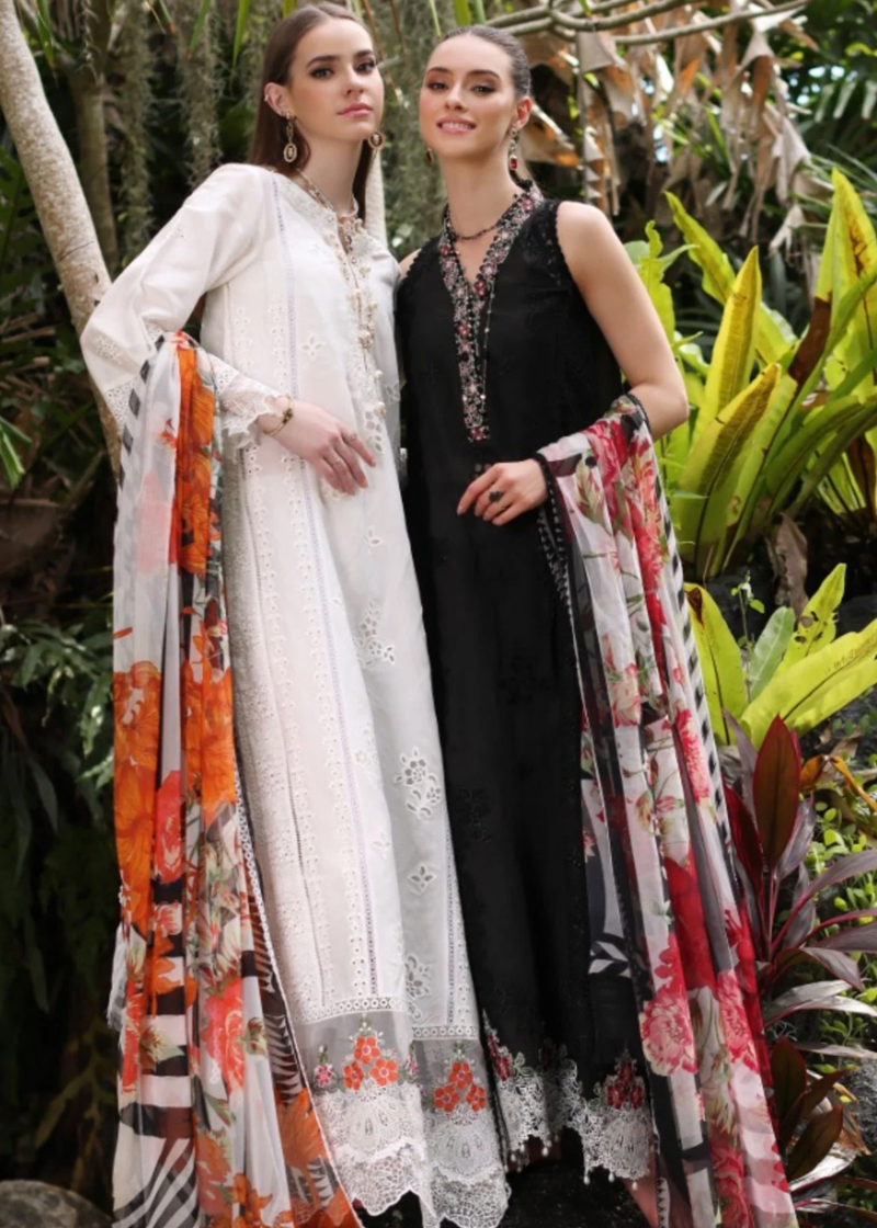 Noor By Saadia Luxe Chikankari Lawn | White | Unstitched | Party Wear | Chiffon Dupatta | 6B - Image 4