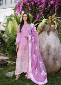 Noor By Saadia Luxe Chikankari Lawn | Pink | Unstitched | Party Wear | Chiffon Dupatta | 9A