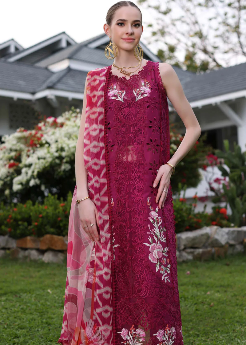 Noor By Saadia Luxe Chikankari Lawn | Dark Purple | Unstitched | Party Wear | Chiffon Dupatta | 10A - Image 3