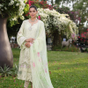Noor By Saadia Luxe Chikankari Lawn | Lemon Green | Unstitched | Party Wear | Chiffon Dupatta | 11B