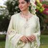 Noor By Saadia Luxe Chikankari Lawn | Lemon Green | Unstitched | Party Wear | Chiffon Dupatta | 11B - Image 2