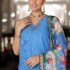 Noor By Saadia Luxe Chikankari Lawn | Neon Blue | Unstitched | Party Wear | Chiffon Dupatta | 5B