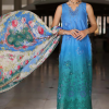 Noor By Saadia Luxe Chikankari Lawn | Neon Blue | Unstitched | Party Wear | Chiffon Dupatta | 5B - Image 2