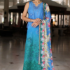 Noor By Saadia Luxe Chikankari Lawn | Neon Blue | Unstitched | Party Wear | Chiffon Dupatta | 5B - Image 3
