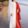 Zainab Chottani Chickankari Luxury Lawn | Off White | Unstitched | Party wear | Embroidered Digital Printed Dupatta on Chiffon | CHUNARI - 3A