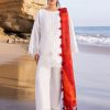 Zainab Chottani Chickankari Luxury Lawn | Off White | Unstitched | Party wear | Embroidered Digital Printed Dupatta on Chiffon | CHUNARI - 3A - Image 2