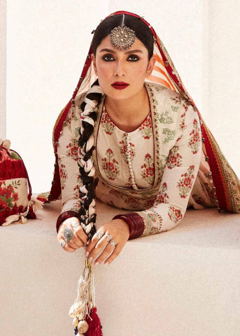 Zara Shahjahan Lawn | Cream | Unstitched | Wedding wear | embroidered Organza Dupatta | ANARKALI-11B - Image 2