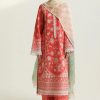 Zara Shahjahan Lawn | Light Orange | Unstitched | Wedding wear | embroidered Organza Dupatta | MAHI-1A