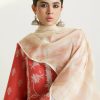 Zara Shahjahan Lawn | Light Orange | Unstitched | Wedding wear | embroidered Organza Dupatta | MAHI-1A - Image 2